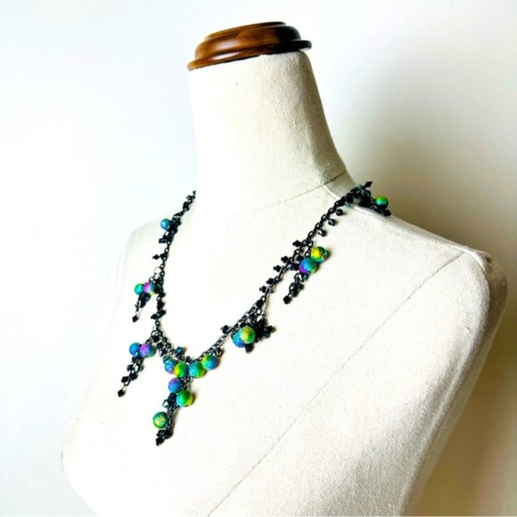 Vintage Hand Made Tear Drop Mystical Goth Charming Statement Necklace - Picture 5 of 7